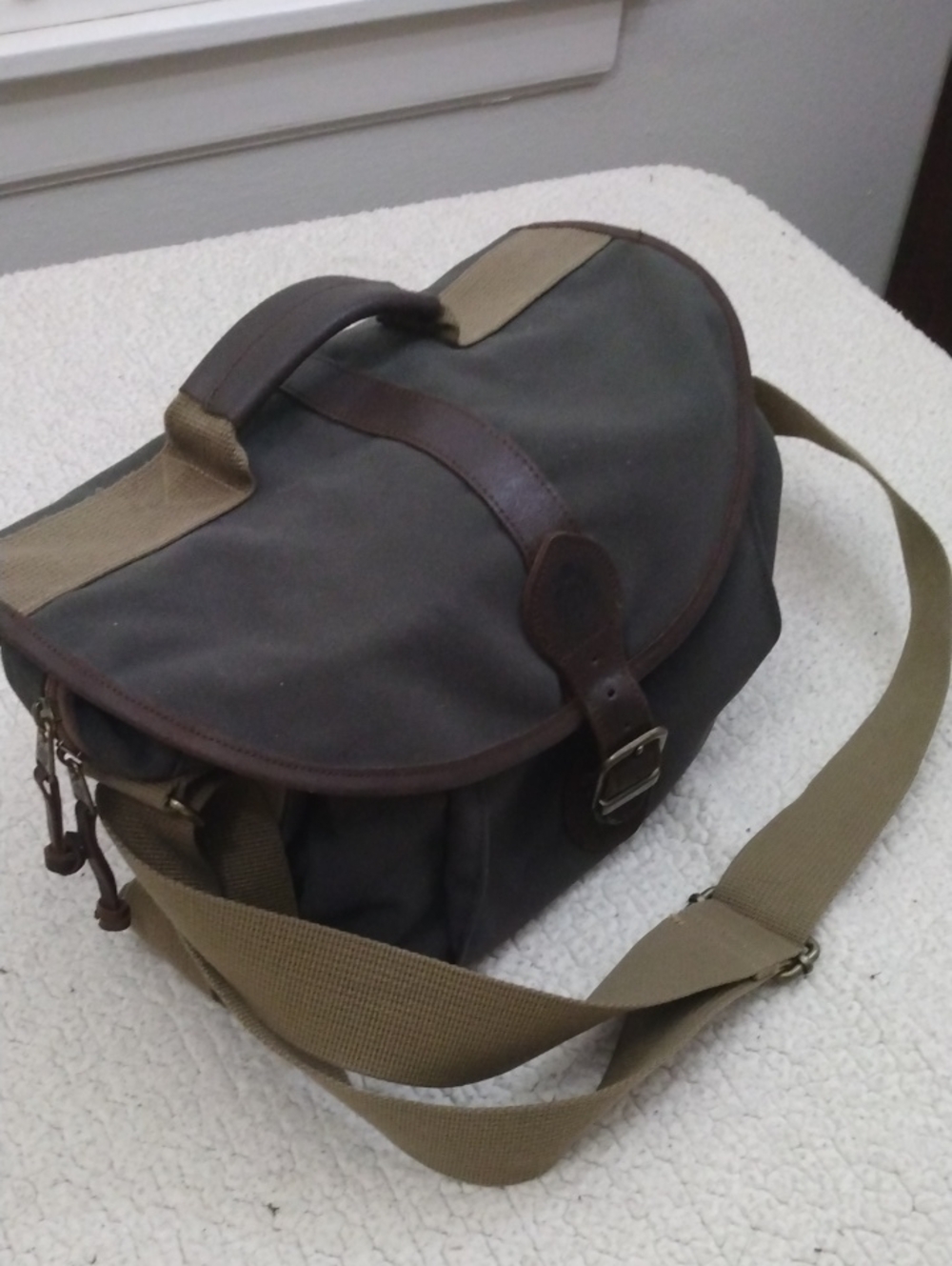 Lucas Forest Green/Brown Canvas & Leather Satchel/Messenger Bag